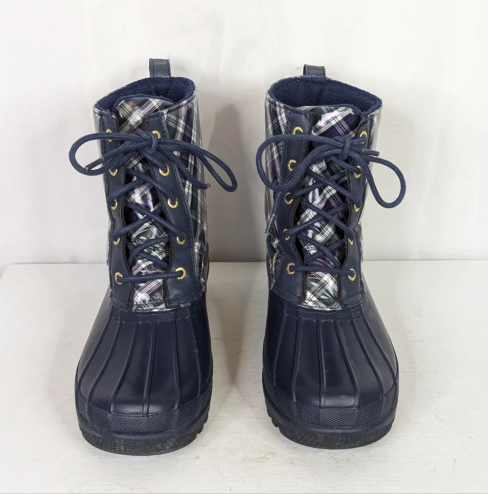 Sperry Gosling Plaid Tartan Waterproof Fleece Lined Winter Duck Boots Size 9